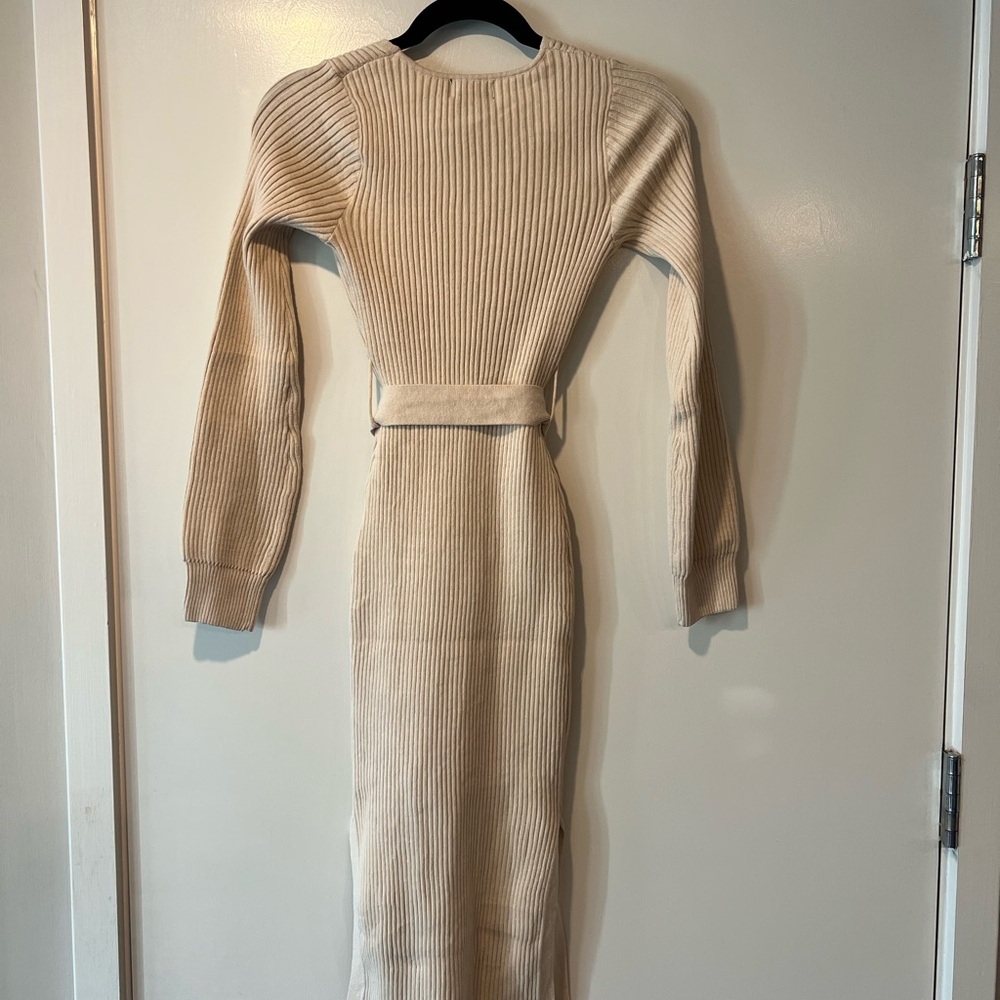 Dressystar Beige Knit Long Sleeve Dress - Picture 4 of 6